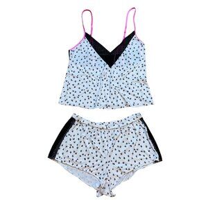 Victorias Secret Cheetah Print Pajama‎ Set With Lace Trim & Adjustable Straps XS